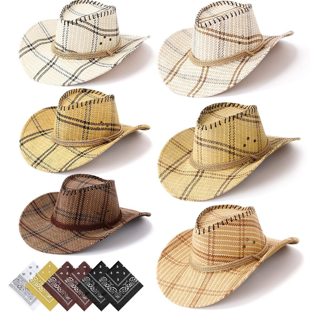 1970 12 Pieces Halloween Costumes Cowboy Hats and Bandanas Bulk Western